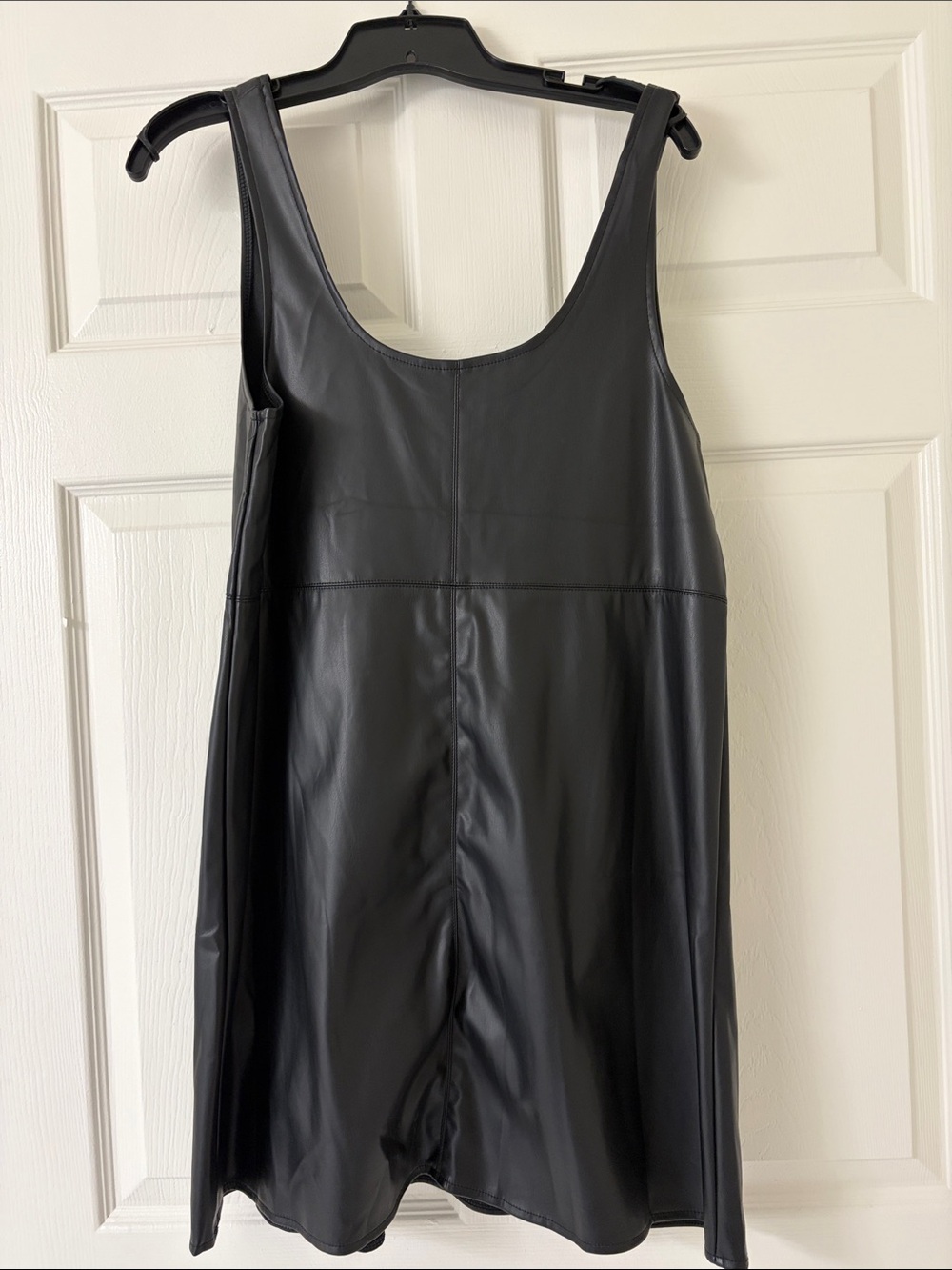 SHEIN Black Faux Leather Mini Tank Dress